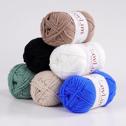 Yarn Pack, 6 skeins of 50g Each, Soft Cotton Yarn for Crochet and Knitting, Craft DK Amigurumi Yarn (Six Royal Blue)