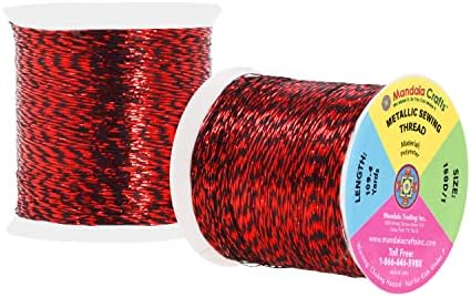 Mandala Crafts Metallic Red Embroidery Floss for Sewing, 218 Yard Spool