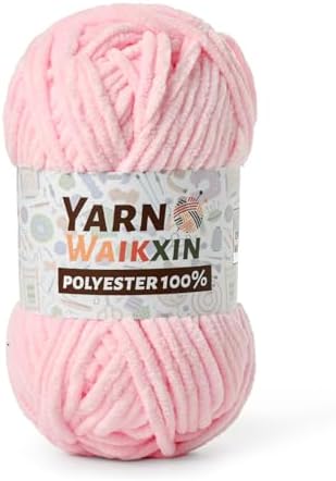 Light Pink Soft Chenille Yarn for Crocheting, Fluffy Chunky Crochet Yarn for Baby Blanket, (3.52oz/131yds) Fuzzy Velvet Yarn for Amigurumi&DIY Puzzle、Crafts、Scarf