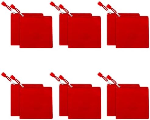 12 Pack DIY Craft Cotton Canvas Bag, Multi-Purpose Cosmetic Bag Makeup Pouches with Zipper Travel Toiletry Bag (XS, Red)