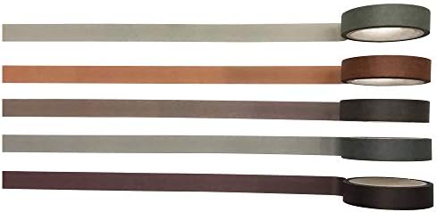 EnYan Solid Color Washi Tapes Set, 5 Rolls Basic Collection Decoration 10mm Wide Japanese Masking Decorative Tapes for Bullet Journal Planners DIY Crafts Arts Scrapbooking Adhesive