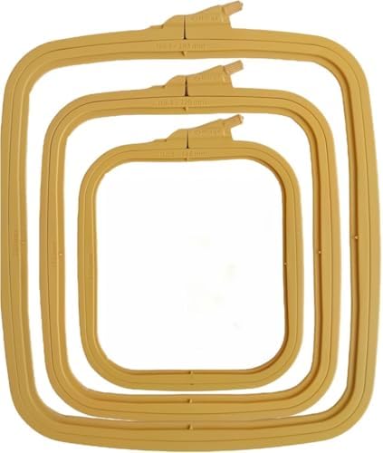 Nurge Square Embroidery Hoop - Plastic Cross Stitch Frame for Needlepoint & Embroidery - Adjustable Craft Hoop - Beige - Set of 3