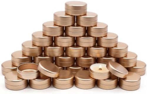 36-Pack 2.5oz Candle Tins with Lids, Metal Candle Jars for Candle Making, Empty Containers Vessels Bulk for Small Business & Beginners DIY Storage -Champagne Gold