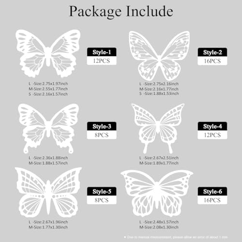White Butterfly Wall Decals - 72 pcs 3D Butterflies Removable Mural Wall Stickers for Home Room Bedroom Decoration