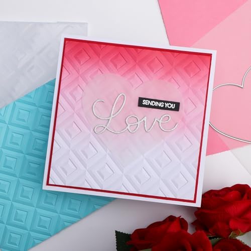 BAOFALI 3D Embossing Folder for Card Making,Rhombus Geometry Plastic Texture Fades Embossing Folder Template for Scrapbooking Cardstock Album DIY Decoration Paper Crafting 5.9x5.9inch