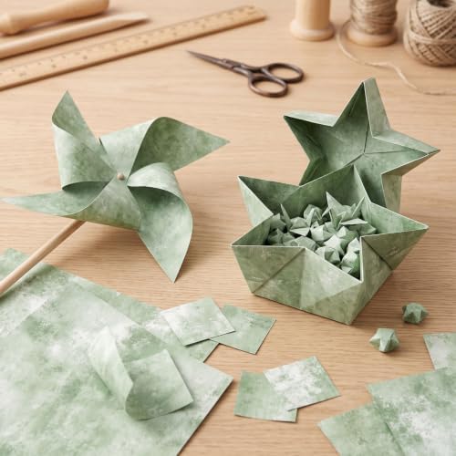 24 Sheets Green Scrapbook Paper 12x12 Inch 160gsm