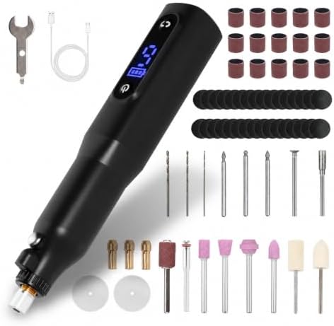 Cordless Rotary Tool Kit - 9-Speed Adjustable with USB Charging | Multi-Purpose Engraving Pen for Sanding, Polishing, Drilling & DIY Crafts | Includes 3D Printing Accessories (Black)