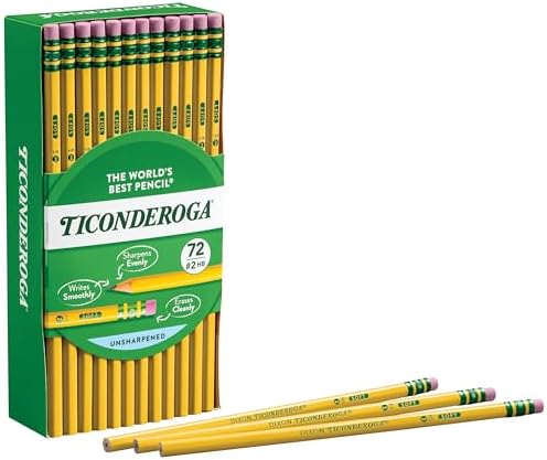 Ticonderoga Wood-Cased Pencils, #2 HB Soft, Yellow, 72 Count