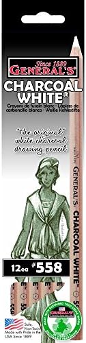 General's Non-Toxic Top Quality Charcoal Pencil, White, Pack of 12