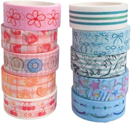 Washi Tape Set 10 Rolls - Colorful Theme Washi Tape