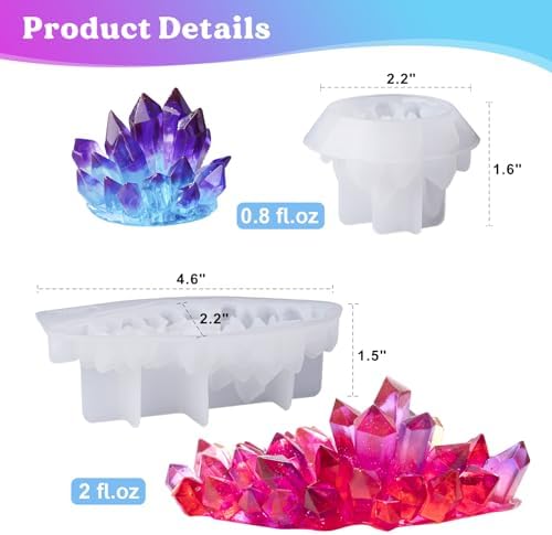 LET'S RESIN Crystal Cluster Resin Molds, Large and Small Size Crystal Shape Silicone Molds for Resin, Quartz Epoxy Resin Molds for Resin Crafts, DIY Crystal Heal Stone, Home Craft Decor