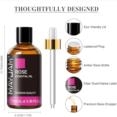 MAYJAM Rose Essential Oil for Diffuser Soap Candle Making, 3.38FL.OZ