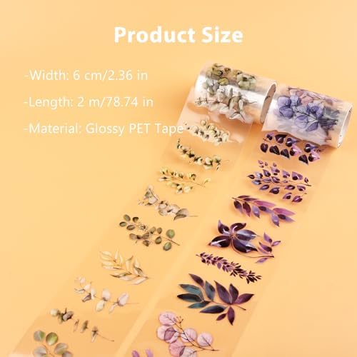 Washi Tape, PET Tapes for Scrapbooking Journaling (Purple & Green)