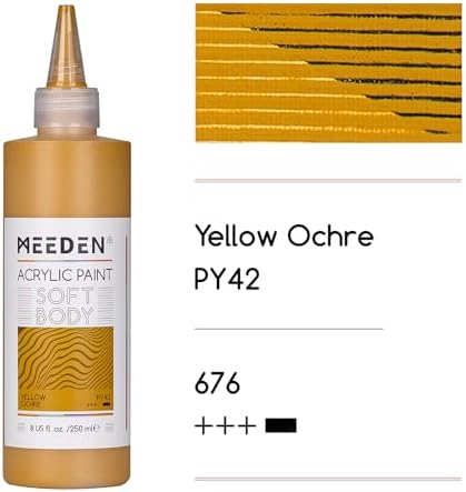 MEEDEN Soft Body Acrylic Paint: Yellow Ochre Matte Finish 250ml/8.45oz