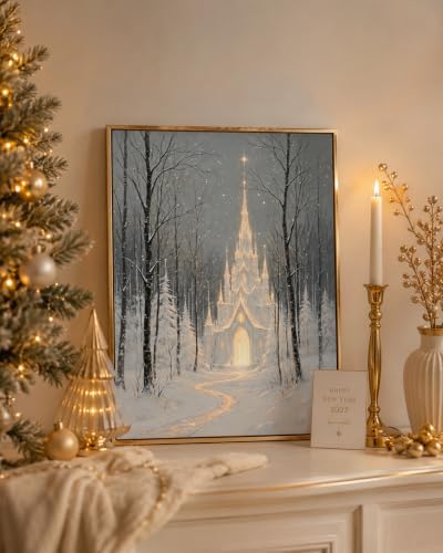 Christmas Night Castle Painting by Numbers for Adults Beginner 12 x 16 Inch