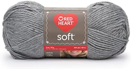 Red Heart Soft Yarn for Crocheting and Knitting, Light Gray Heather, 3-Pack