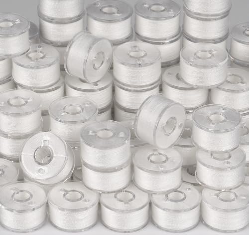 ilauke 90 pcs White Prewound Bobbin Thread, Sewing Thread Bobbins