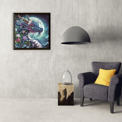Bloomthread Diamond Painting Kits for Adults – Partial Drill Dragon Diamond Art Painting Kits for Holiday Gifts and Home Decor 12x12 Inches (Dragon)