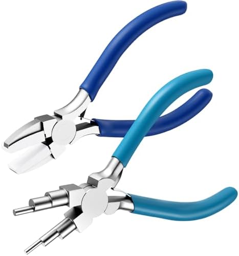 Mudder 2 Pcs Jewelry Making Tool 6 in 1 Bail Making Plier,Clear Blue