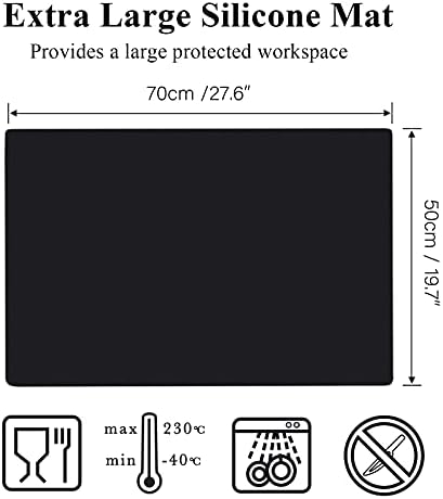 Gartful Silicone Mat for Crafts, 27.5 x 19.6 x 0.06 inches Silicone Pad Sheet Jewelry Resin Casting Mold, Extra Large Heat Resistant Countertop Mat, Non Skid Counter Table Protector, Placemat, Black