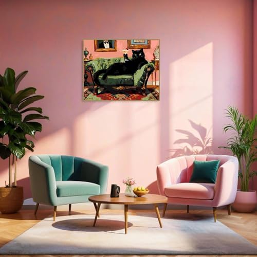 bleihum Black Cat Paint by Numbers Kit on Canvas for Adults 16x20inch