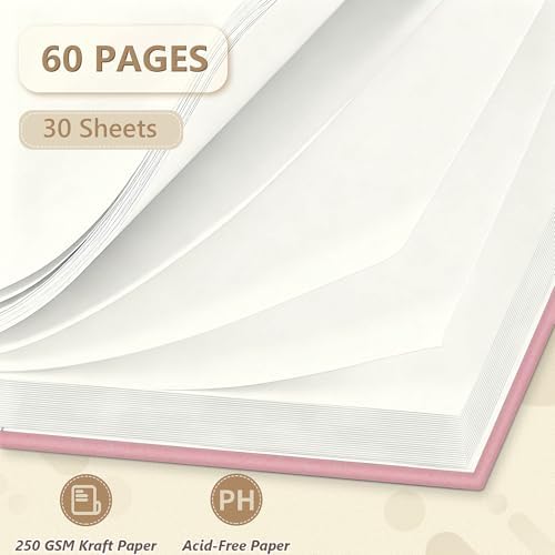 popotop 10x10 Inch Scrapbook Photo Album, 60 Page Decorative Kraft Paper Book for 4x6 8x10 Pictures, DIY Memory Photo Albums as Gifts for Wedding Baby Christmas School Family