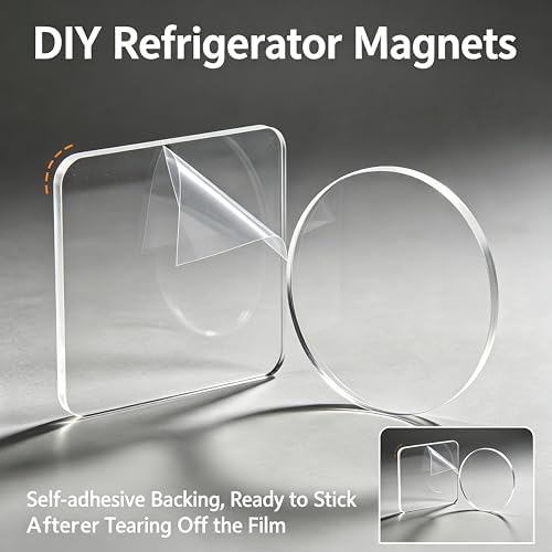 25 Pack Clear Acrylic Fridge Magnet Blanks 1.97x1.97in 5mm(0.2in) Thick Magnet Sheets DIY Craft Kit(Round)