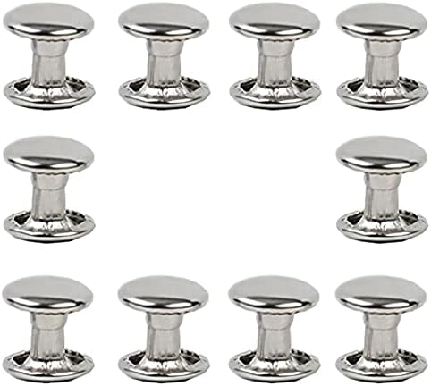 160sets Stainless Steel Leather Rivets Double Cap Rivet Tubular Metal Studs Repairs Decoration Craft Accessories for Leather Craft Clothes Shoes Bags Belts (10mm Silver)