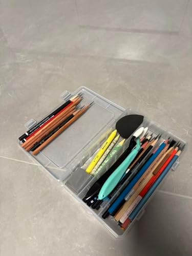 4-Pack Clear Plastic Artist's Art Supply Storage Sketching Pencil Case, Large Capacity Charcoal Pencil Organizer Box with Compartments for Sketching and Drawing Tools.