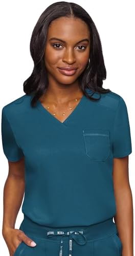 Med Couture Touch Women's Scrub Tops V-Neck Tuck-in Top with 1 Pocket