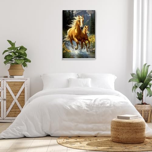 Bowetile Framed Horse Paint by Numbers Kit for Adults, Adults' Paint-by-Number Kits on Canvas, Painting by Numbers Animal, Acrylic Animals Number Painting for Home Wall Decor, 8x12in