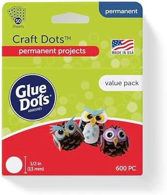 Glue Dots, Craft Dots Value Pack, Double-Sided, 1/2", .5 Inch, 600 Dots, DIY Craft Glue Tape, Sticky Adhesive Glue Points, Liquid Hot Glue Alternative, Clear
