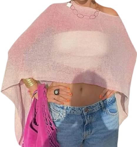 Women Knit Poncho Top Sheer Crochet Shawl Cover Up