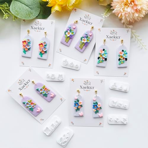 Xaekicr Floral Polymer Clay Cutters Set – Molds and Clay Cutters for Polymer Clay, Decorative Clay Earring Tools