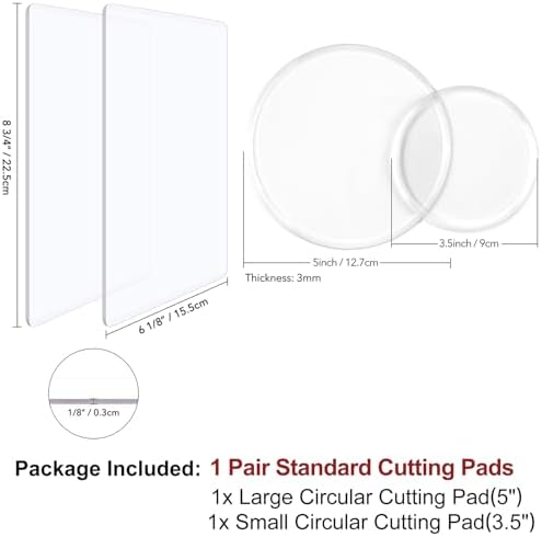 4 Pcs/Sets Cutting Plate, 2 Pcs Standard Cutting Pads & 5"/3" Circular CuttingPlates for Die-Cutting Machine, Clear Polycarbonate Plastic CuttingPlates Compatible with Big Shot Die-Cutting Machine