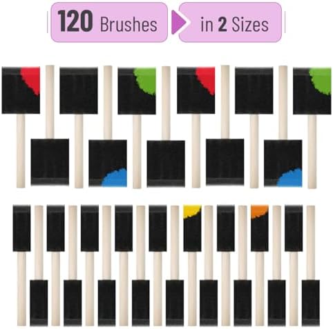 Bates Foam Paint Brushes, 120 Pack, 1" & 2", Sponge Brushes for Painting, Staining, and Mod Podge - Paint Sponges
