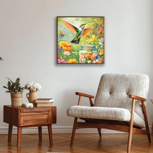 Reivworl Framed Hummingbird Paint by Numbers Kit for Adults Beginner 10×10 inch