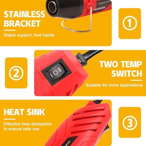 LDK Heat Gun for Crafting, Mini Dual Temp Hot Air Gun Tool | with Reflector Nozzle for Epoxy Resin, Shrink Wrapping, Vinyl Wrap, Embossing, Electronics, Candle Making, Phone Repair & DIY