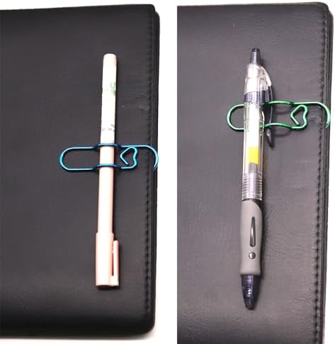 12 Pcs Cute Pen Holder Clips for Notebook, Paperclip Pen Holder