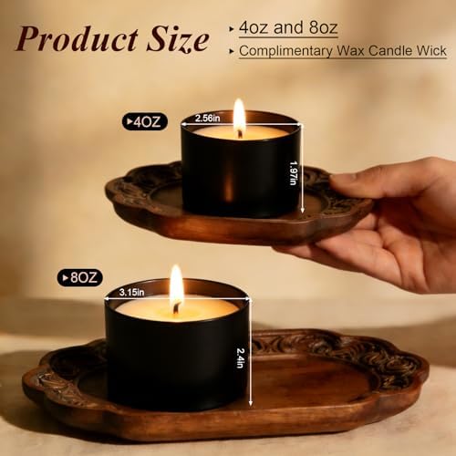 PCREGPAE 8OZ Black Candle Tins Cans with Lids and Wicks for Making Candles