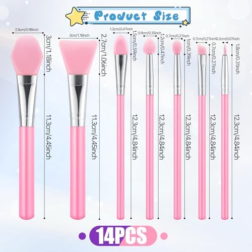 14PCS Silicone Makeup Brush Resin Brush Applicator Silicone Brushes for Crafts Face Mask Applicator for Cream Makeup Products and Epoxy Art Crafting, Paint Brushes for Epoxy