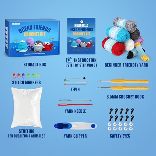 Beginner Crochet Kit for Adults - Crochet Animal Amigurumi Starter Kit