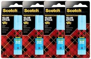 Scotch Removable Restickable Glue Stick, .49oz, Repositionable Stick, 4 Pack