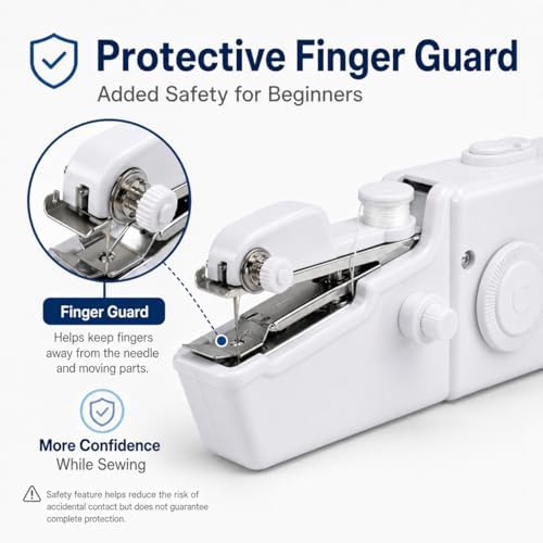 AMYJOY Mini Handheld Sewing Machine for Beginners, Portable Cordless Sewing Machine with Complete Sewing Kit, Battery Operated Stitch Tool for Clothing Repair, DIY Craft, Home & Travel Use – White