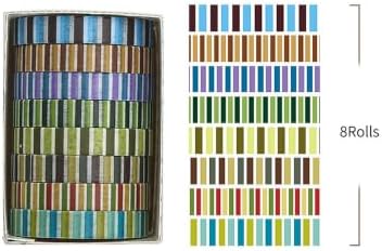 YUBBAEX 8 Rolls Basic Washi Tape Set Cute Pattern Masking Decorative Tapes for Arts, DIY Crafts, Journals, Planners, Scrapbooking, Wrapping (Color Stripe)