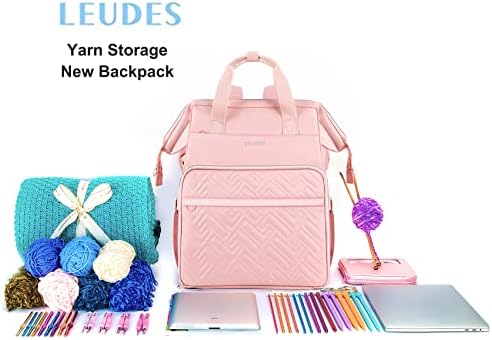 Leudes Crochet Bag Backpack for Yarn Storage Tote Travel Large Knitting Bag