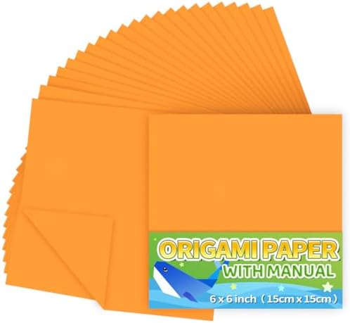 Praisebank Orange Origami Paper, 220pcs 6x6 inch, Double Sided Color, Origami Paper Kit for Crafts, Origami Kit.