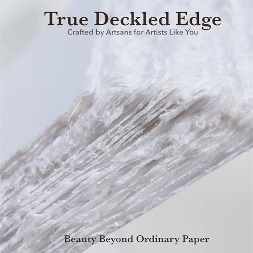 Wanderings Handmade White Deckle Edge Blank Paper - 10" x 12" - Recycled - Pack of 25 - Watercolor/Mixed Media Paper - Artwork Posters Signs Menus Invitations - Extra 300 GSM - Large