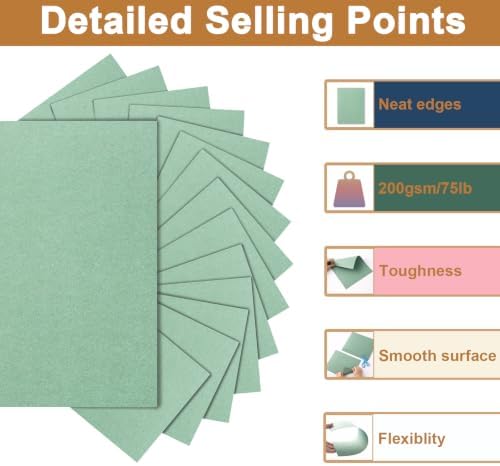 Silunkia 40 Sheets Sage Green Cardstock 8.5 x 11 Craft Paper 75lb