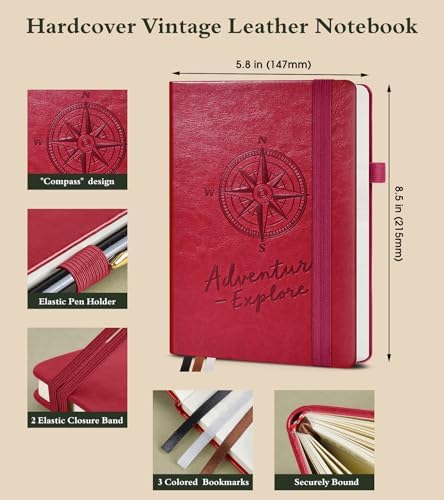 PAIBAS Blank Journal Notebook for Women Men,160 Pages,A5 Hardcover Sketchbook for Drawing, Sketch book, Unlined Notebooks for School,Work, Note Taking,Travel Journals for Writing 5.8"x8.5" (Burgundy)